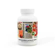 Load image into Gallery viewer, Ashwagandha and Black Pepper Supplement (60 capsules)