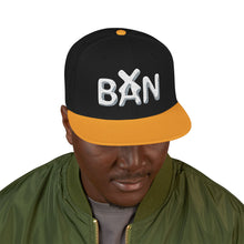 Load image into Gallery viewer, Snapback Hat — Bold White "BAN" Embroidered Streetwear Cap