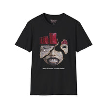 Load image into Gallery viewer, #22 Graphic T-Shirt — Urban Mosaic Face Design (city skyline, cracked porcelain art)