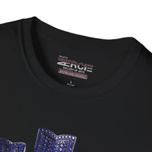 Load image into Gallery viewer, #19 Top Tier Cityscape T-Shirt — Rhinestone Mask Graphic
