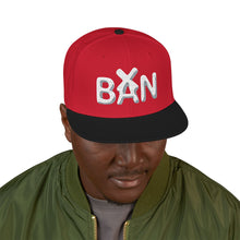 Load image into Gallery viewer, Snapback Hat — Bold White "BAN" Embroidered Streetwear Cap
