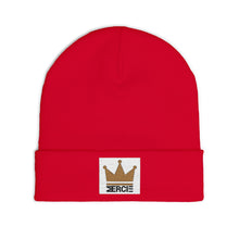 Load image into Gallery viewer, Crown "Mercie" Knit Beanie – Cozy Gold Accent Winter Hat
