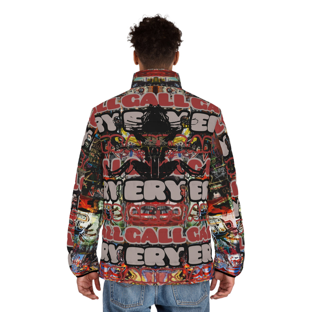 ( A ) Urban Graffiti Puffer Jacket for Men - Colorful Street Art Design
