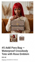Load image into Gallery viewer, #5 Addi Para Bag — Waterproof Crossbody Tote with Rose Emblem
