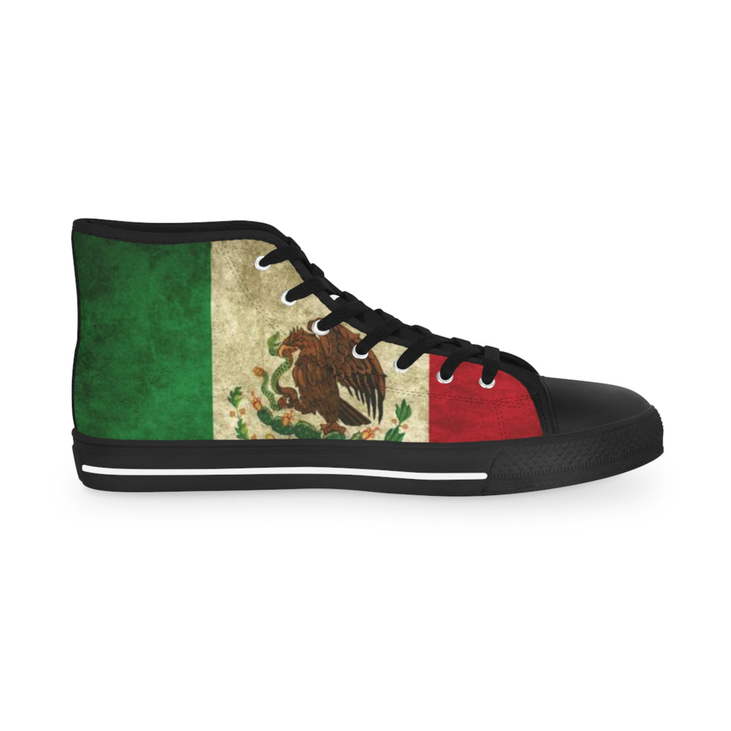 ( A ) Men's High Top Sneakers featuring Mexican Flag Design, Unique Casual Shoes, Stylish Streetwear, Great Gift for Holidays, Comfortable Walkers