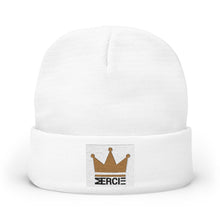 Load image into Gallery viewer, Crown "Mercie" Knit Beanie – Cozy Gold Accent Winter Hat
