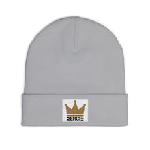 Load image into Gallery viewer, Crown "Mercie" Knit Beanie – Cozy Gold Accent Winter Hat
