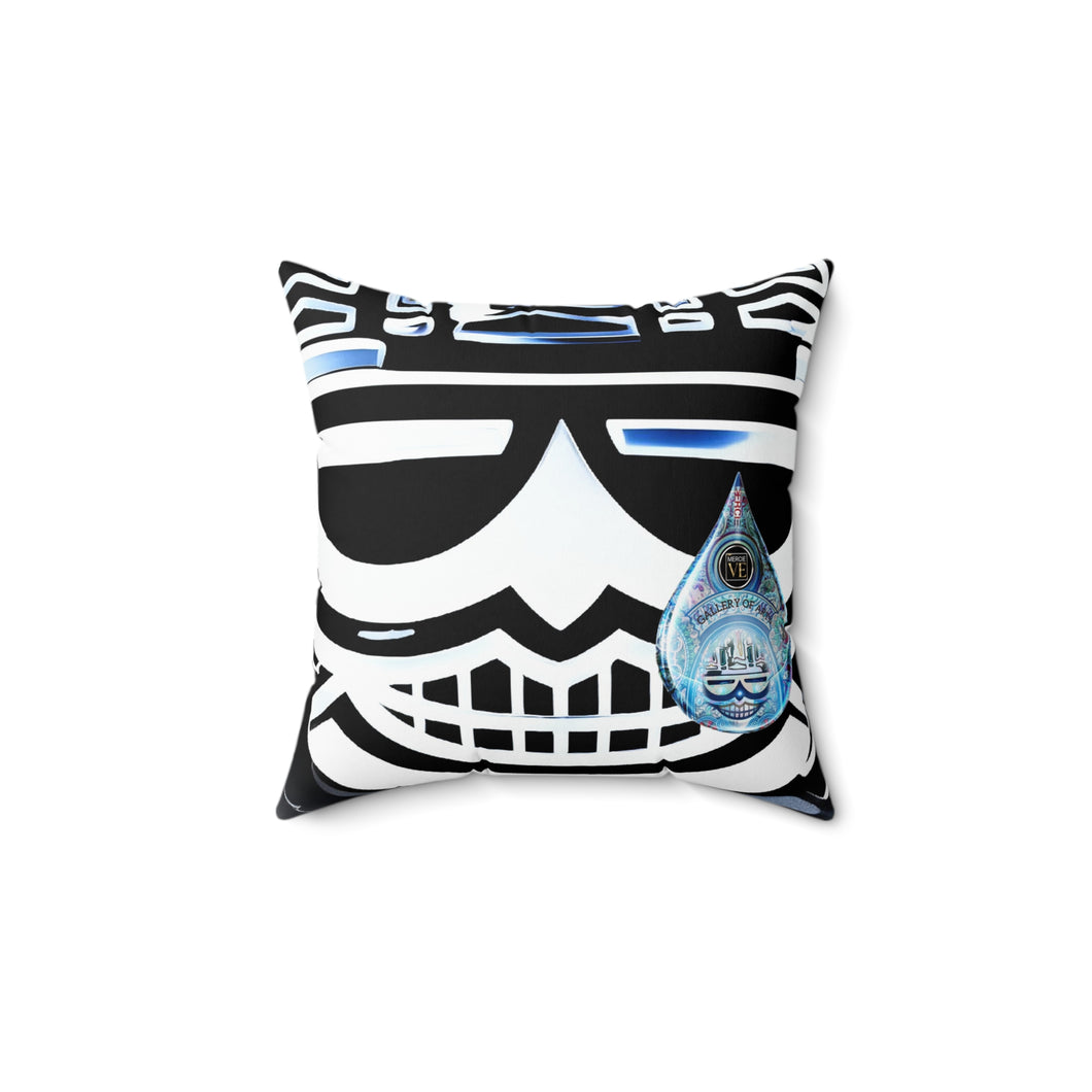 ( A ) A Unique Artistic Square Pillow - Modern Design with Blue Teardrop