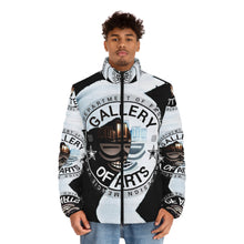 Load image into Gallery viewer, Stylish Men's Puffer Jacket, Artistic Outerwear for Fall &amp; Winter, Cozy Layering Piece, Unique Gift for Art Lovers, Trendy Fashion Statement
