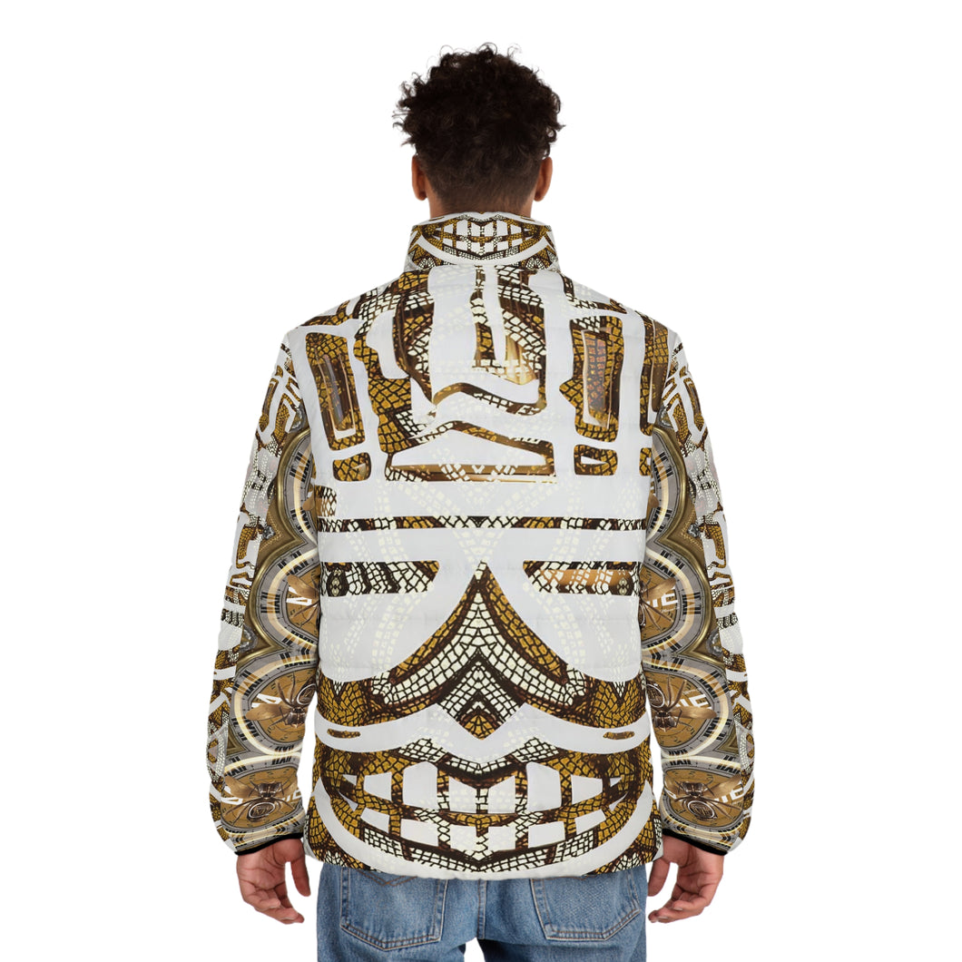 ( A ) amazing FE Puffer Jacket - Stylish Geometric Pattern for Winter Adventures