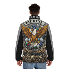 Load image into Gallery viewer, Men’s Puffer Jacket with Mercie Eagle Crest Design
