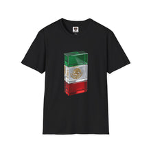 Load image into Gallery viewer, Mexican Flag Glass Block T-Shirt — 3D Tricolor Design with Mexican Coat of Arms
