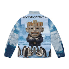 Load image into Gallery viewer, Antarctica Graphic Puffer Jacket — Penguin &amp; Statue AOP
