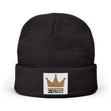 Load image into Gallery viewer, Crown "Mercie" Knit Beanie – Cozy Gold Accent Winter Hat
