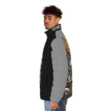 Load image into Gallery viewer, Men’s Puffer Jacket with Mercie Eagle Crest Design
