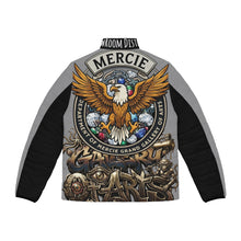 Load image into Gallery viewer, Men’s Puffer Jacket with Mercie Eagle Crest Design
