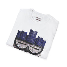 Load image into Gallery viewer, #19 Top Tier Cityscape T-Shirt — Rhinestone Mask Graphic

