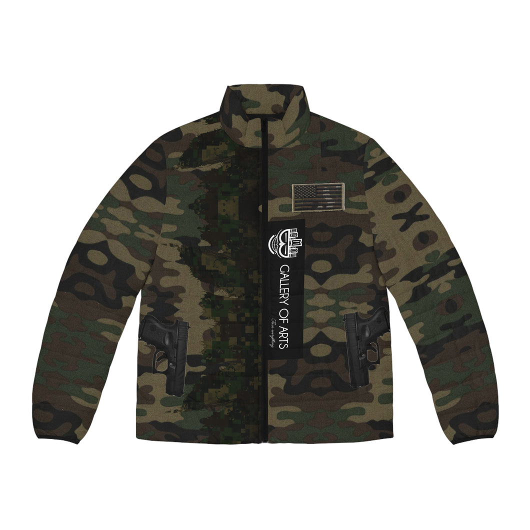 ( A ) Military Camo Puffer Jacket - Stylish and Warm Outdoor Wear for Adventurers