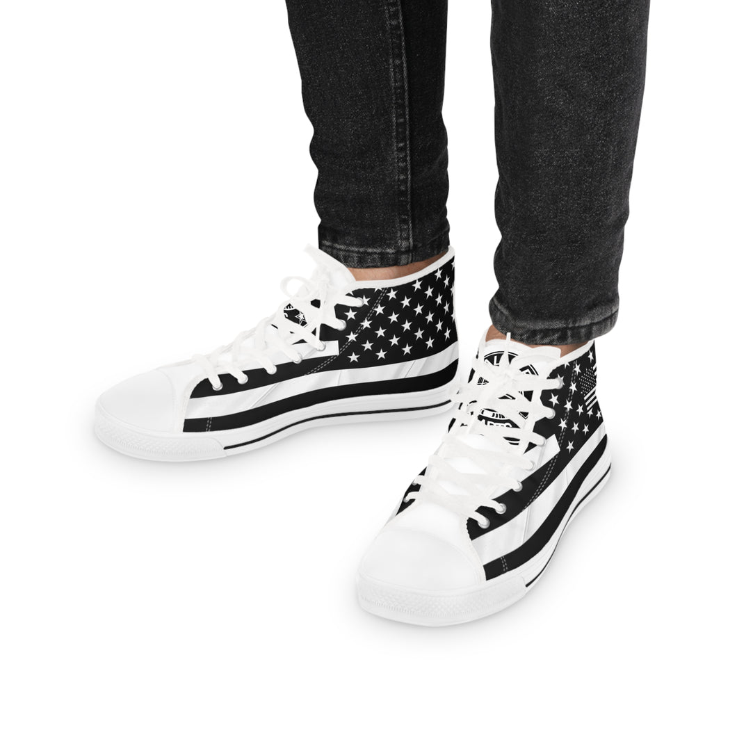 ( A) Stylish High Top Sneakers with American Flag Design, Unique Footwear for Independence Day, Casual Wear, Gifts for Men